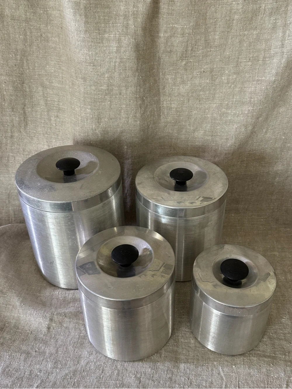 Vintage 1950s Spun Aluminum Nesting Canister Set